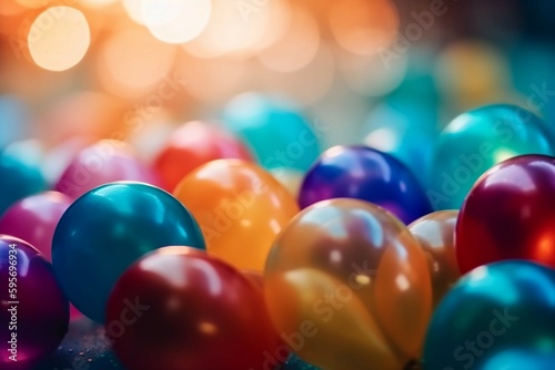 Abstract colorful balloons blur bokeh background. Luxury colorful bokeh background. AI generative