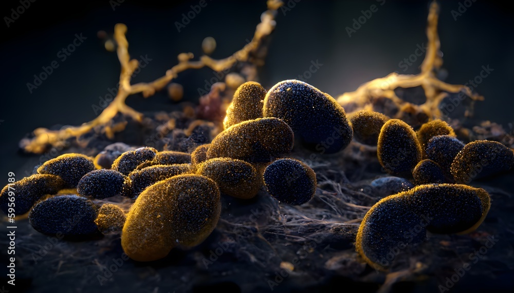 real cell clump and real bacteria in a surreal medium high resolution ...