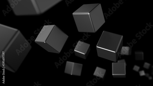 Abstract cubes isolated on black background. 3d illustration.