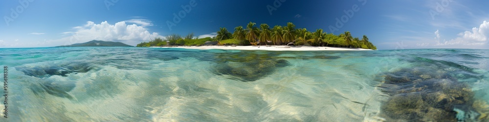 illustration, a perfect day on the Caribbean coast, website header, ai generative.