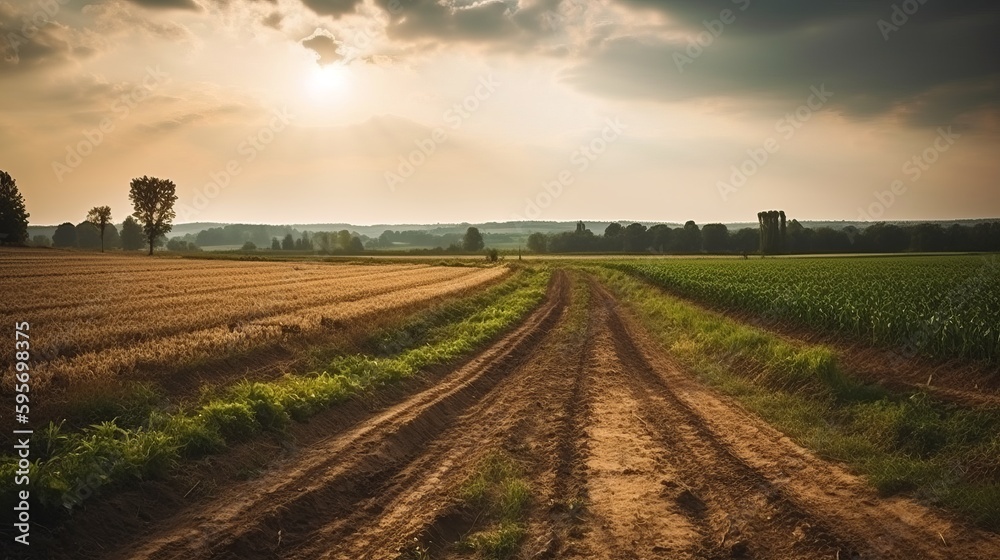 Farm production delivery fields landscape. Al generated Farm production delivery fields landscape. Al generated