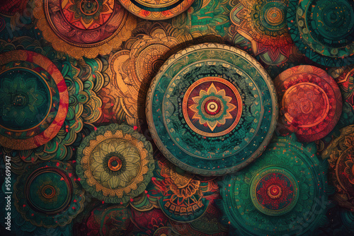 Mandala Background, Retro Colors