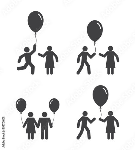 man nad woman with gift balloon