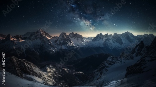 Star, night of the majestic Swiss Alps. AI generative © SANGHYUN