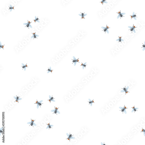 Housefly pattern. Swarming houseflies seamless rapport texture, isolated flies bug swarm of creepy house insects, allover black insect fly bugs macro background vector illustration