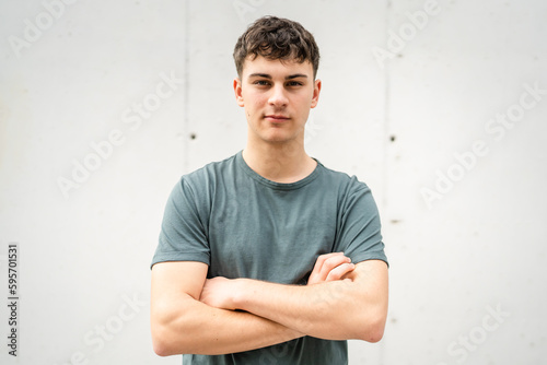 portrait of young Caucasian man teenager 18 or 19 years old outdoor Fototapeta