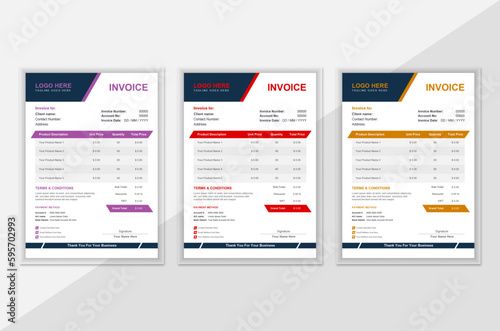 Modern and attractive invoice design template for your professional business.
