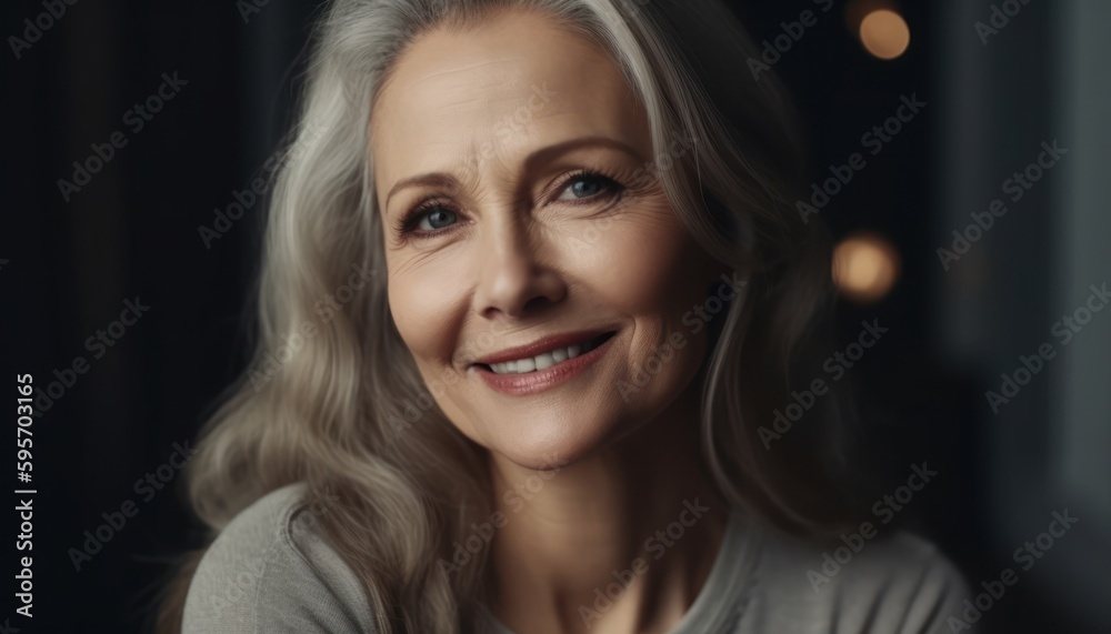 Beautiful middle-aged women smile. Generative AI Beautiful middle-aged women smile. Generative AI