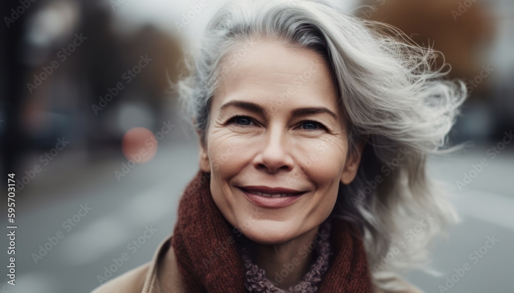Beautiful middle-aged women smile. Generative AI Beautiful middle-aged women smile. Generative AI