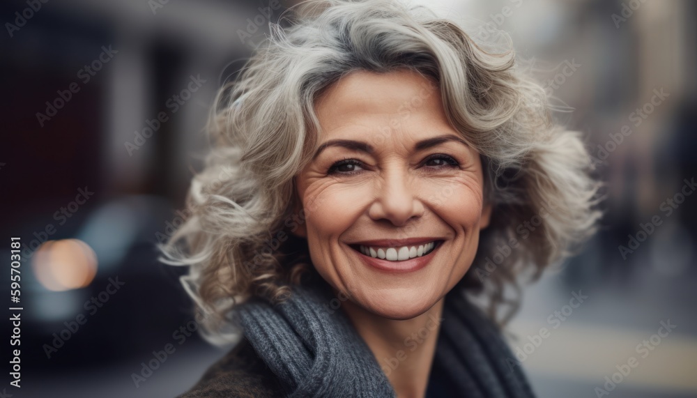 Beautiful middle-aged women smile. Generative AI Beautiful middle-aged women smile. Generative AI