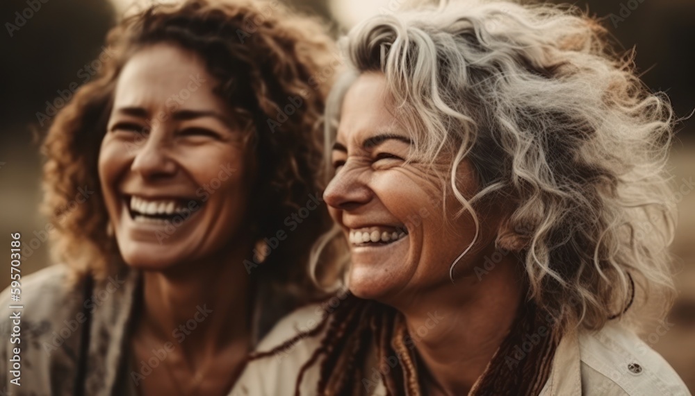 Fototapeta premium Beautiful middle-aged women smile. Generative AI