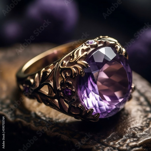 Amethyst ring fine jewelry IA generativa photo
