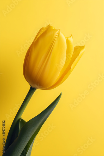 Yellow tulip on yellow background, mobile wallpaper.