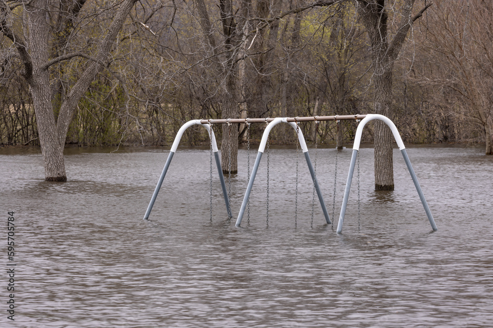 Mississippi River Floodwaters Overtaking A Playground
