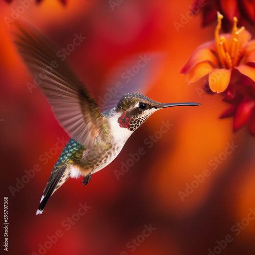 Kolibri vor einer Blume