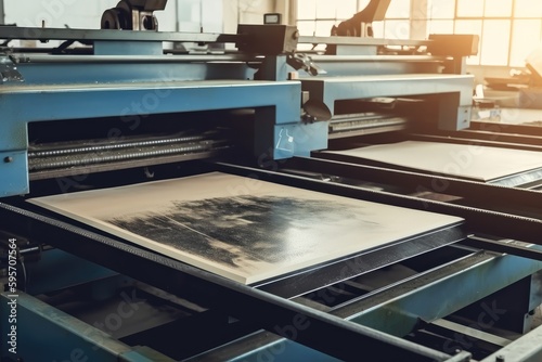 printing press creating an image on paper. Generative AI photo
