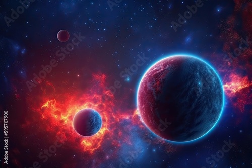 two planets in a mesmerizing star field. Generative AI © 2rogan