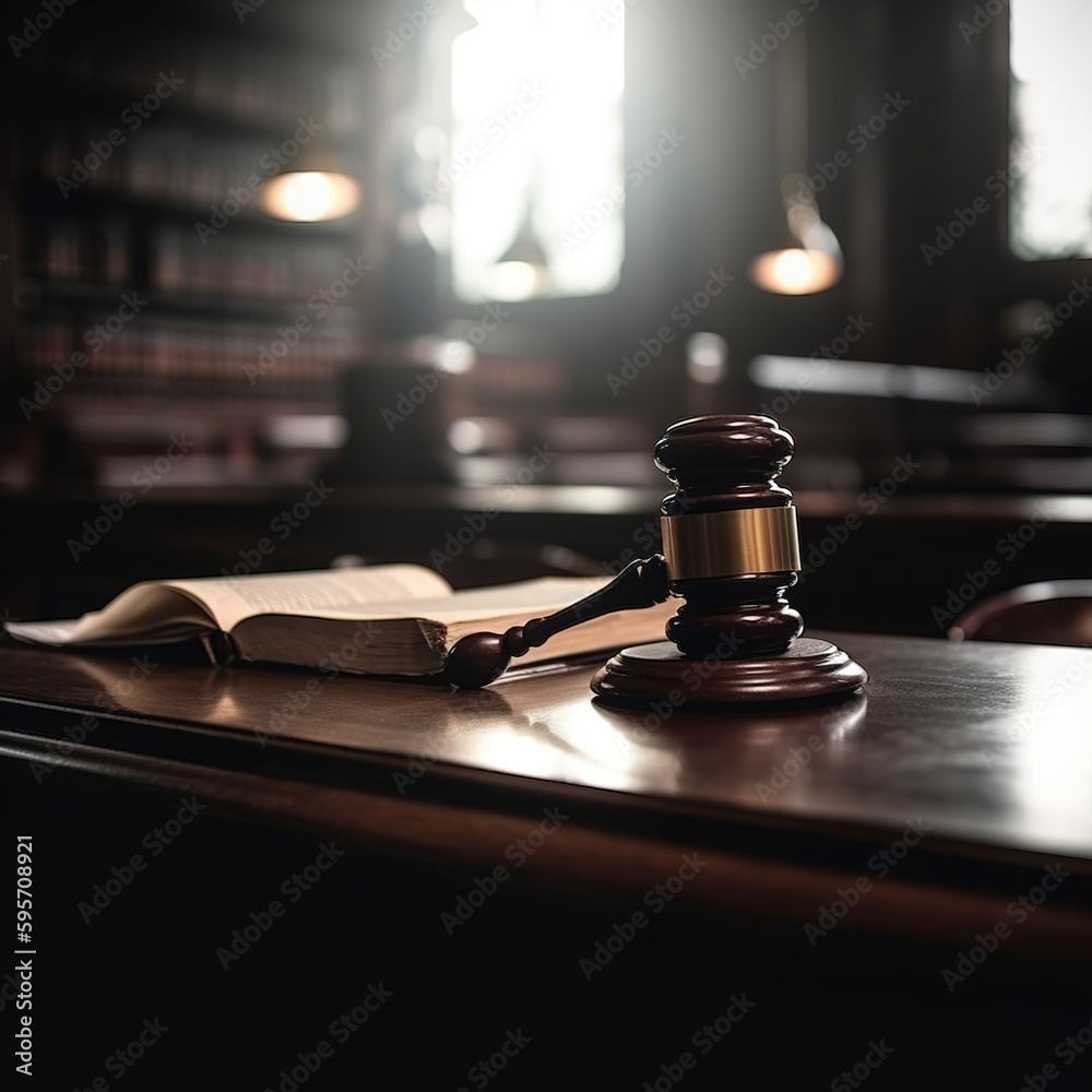 Law and authority lawyer concept, courtroom judgment gavel hammer for crime judgement legislation and judicial decision. generative ai Law and authority lawyer concept, courtroom judgment gavel hammer for crime judgement legislation and judicial decision. generative ai