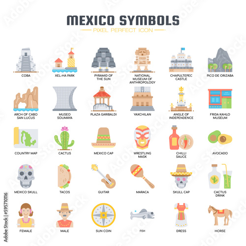 Mexico Elements , Thin Line and Pixel Perfect Icons photo