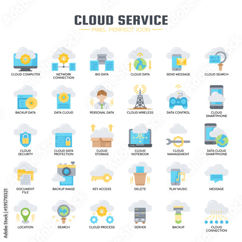 Cloud Service , Thin Line and Pixel Perfect Icons