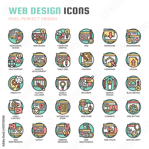 Web Design   Thin Line and Pixel Perfect Icons