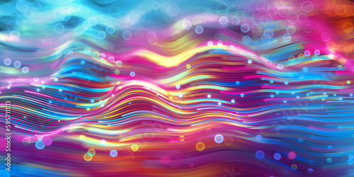 Fototapeta Naklejka Na Ścianę i Meble -  3d render, abstract background with glowing neon lines, fun colorful wallpaper
