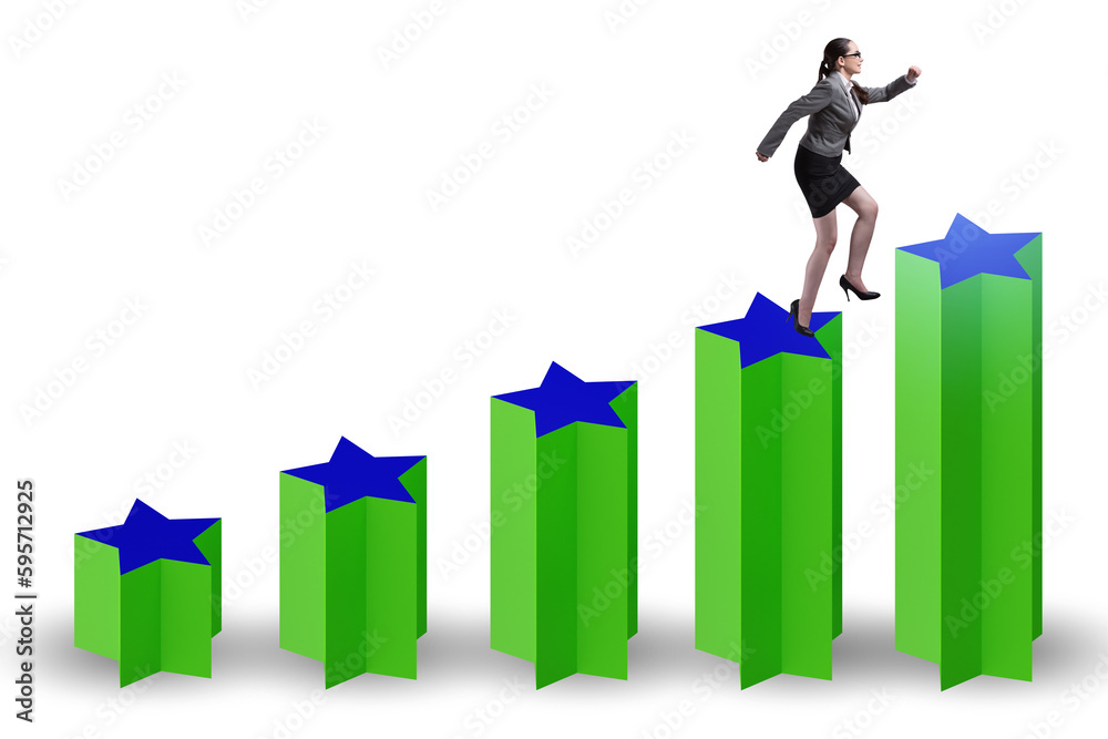 Concept of growing satisfaction levels with stars Concept of growing satisfaction levels with stars