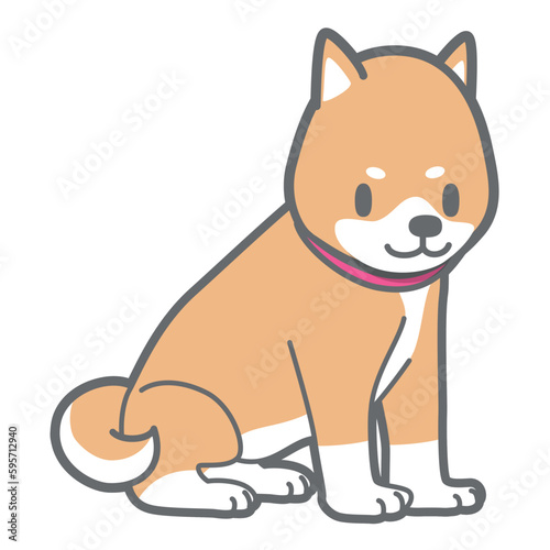 お座りする横向きの柴犬のベクターイラスト
