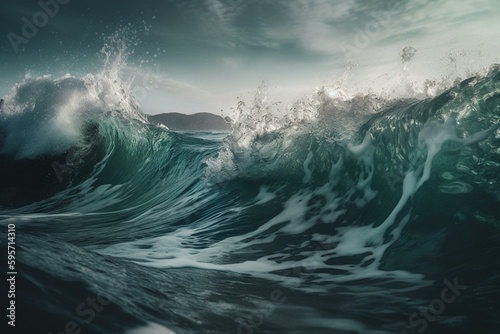 Abstract ocean waves artwork. Generative AI