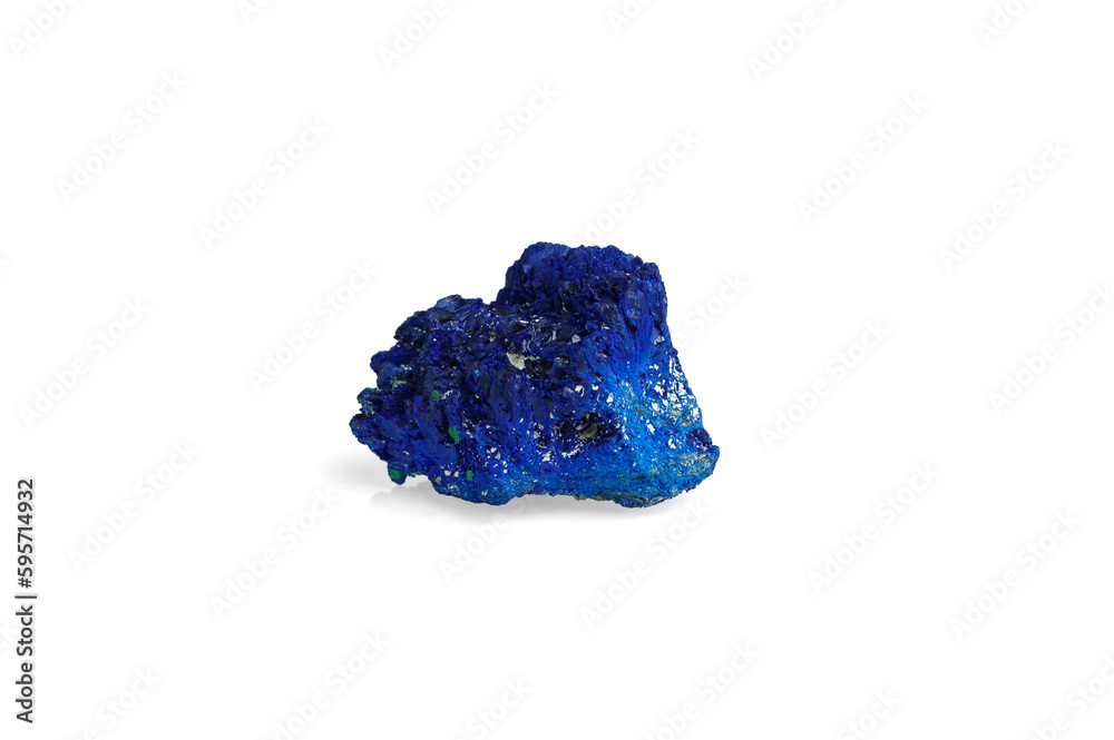 azurite isolated on white blackground. macro detail background. close-up Rough raw unpolished semi-precious gemstone. azurite isolated on white blackground. macro detail background. close-up Rough raw unpolished semi-precious gemstone.