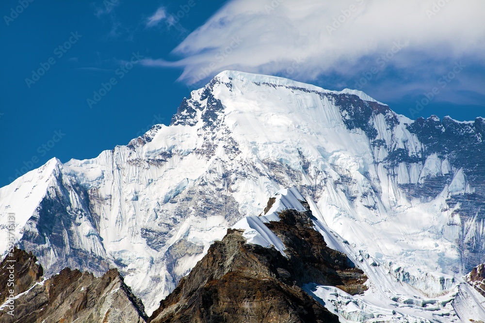 mount Cho Oyu from Kongma La pass, Khumbu valley