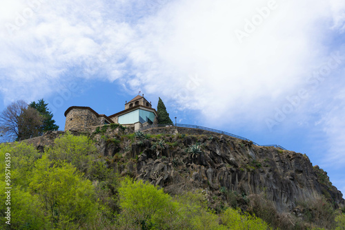 View from below of the church of the town Castellfollit de la Roca