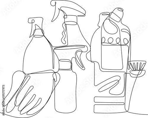 Home cleaning service landing page design concept, illustration of janitors with cleaning tools. Vector illustration