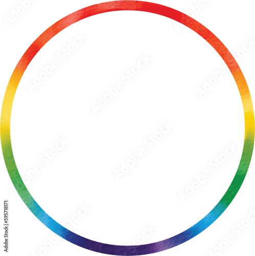 Rainbow flag watercolor brush paint in circle shape.LGBT  Pride month watercolor texture concept.