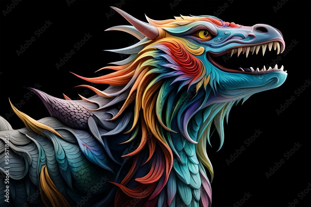 Colorful dragon , Mythology creature . Generative AI Colorful dragon , Mythology creature . Generative AI