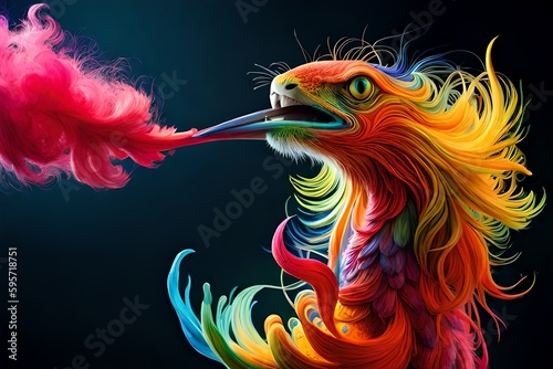 Colorful dragon   Mythology creature . Generative AI