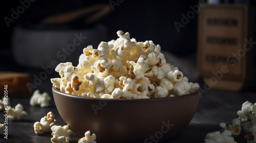 Bowl of popcorn, generative ai