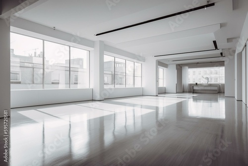 Contemporary space with vacant white surface. Generative AI