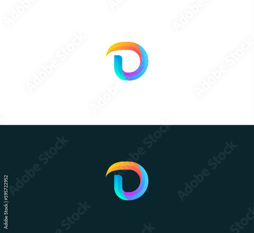 Letter D logo icon design template elements. 3D Colorful D letter logo.