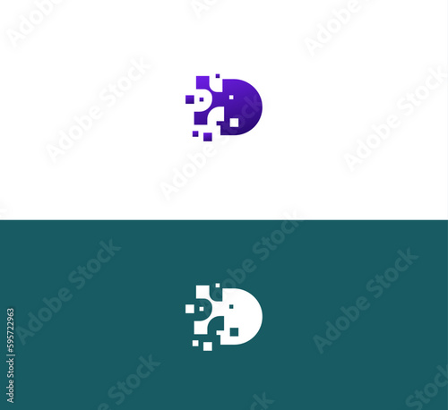 Letter D logo icon design template elements. Technology D logo.