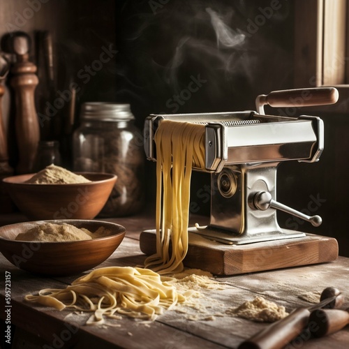 Process of Making Cooking Homemade Pasta. Generative ai
