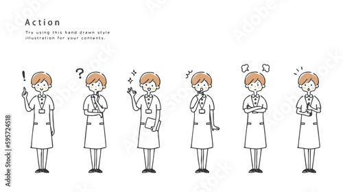 女性看護師の表情セット