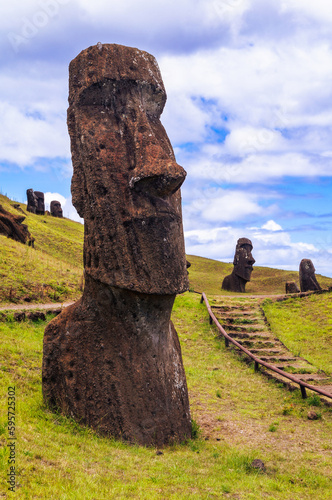 Moai at Rano Raraku in Eastern Island / Rapa Nui photo