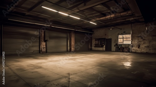 Open spacious empty garage photorealistic. Al generated © ArtStage