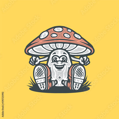 Hand drawn retro character smurf vector illustration