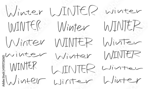 細いマーカーで描かれた冬を意味する英文字のセット photo