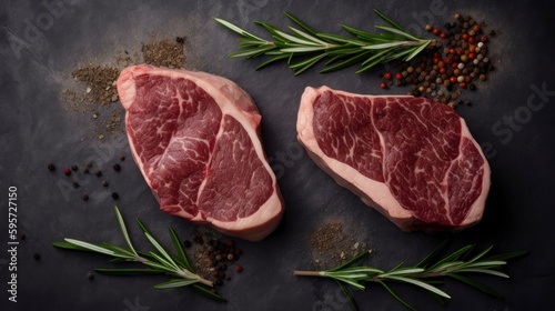 Wagyu steak and rosemary generated with Generative AI technology
