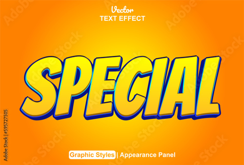 special text effect with orange graphic style and editable.