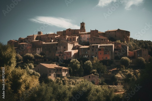 Spanish city San Juan de Vilasar in Catalonia region with a background image. Generative AI photo
