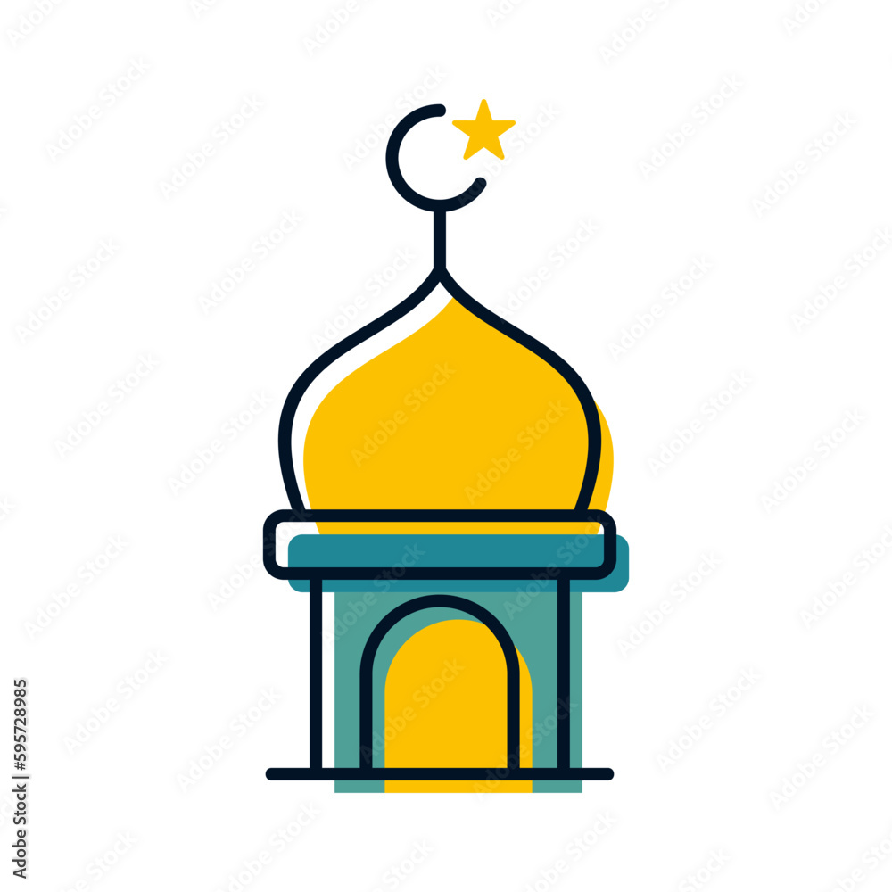 mosque tower religion islamic icon button vector illustration mosque tower religion islamic icon button vector illustration